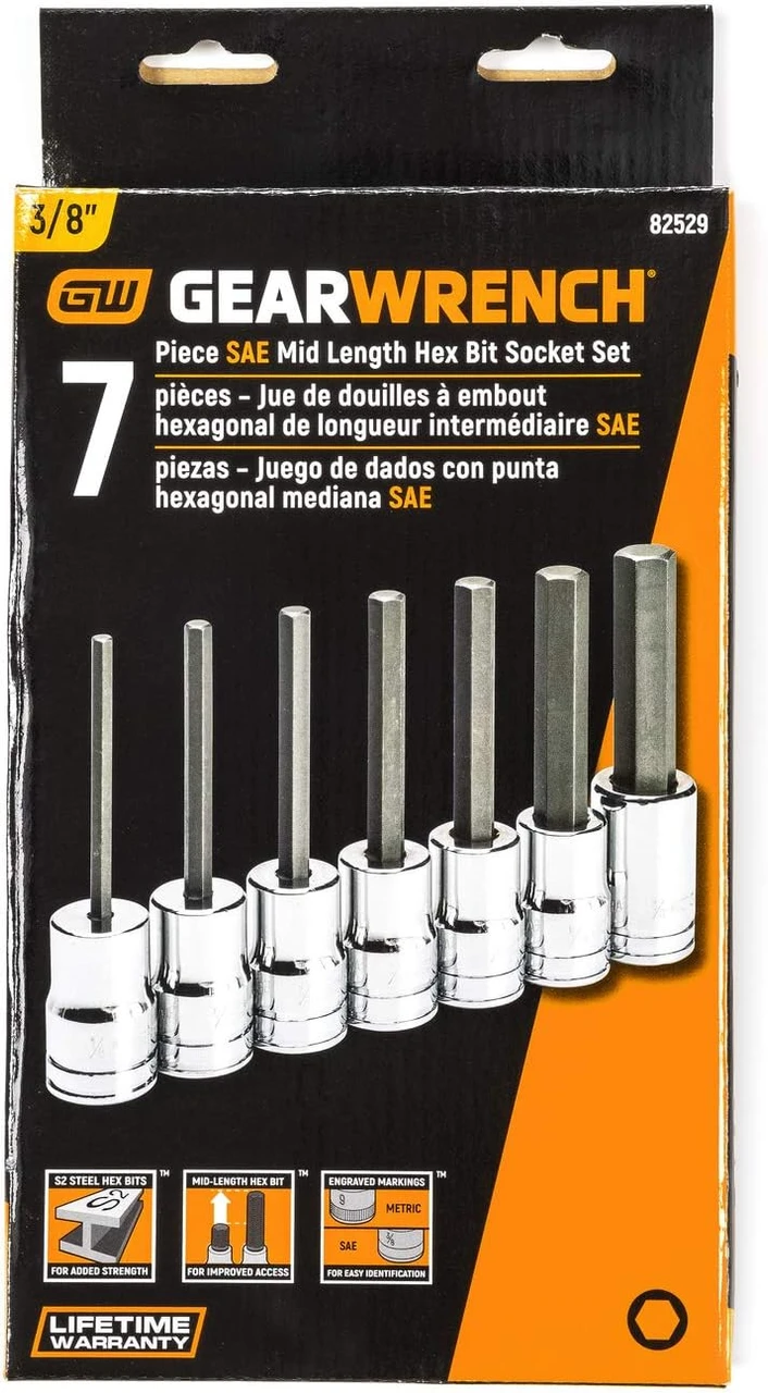 Gearwrench 7 Pc. 3/8" Mid-Length Hex Bit Set (82529) — product image 13