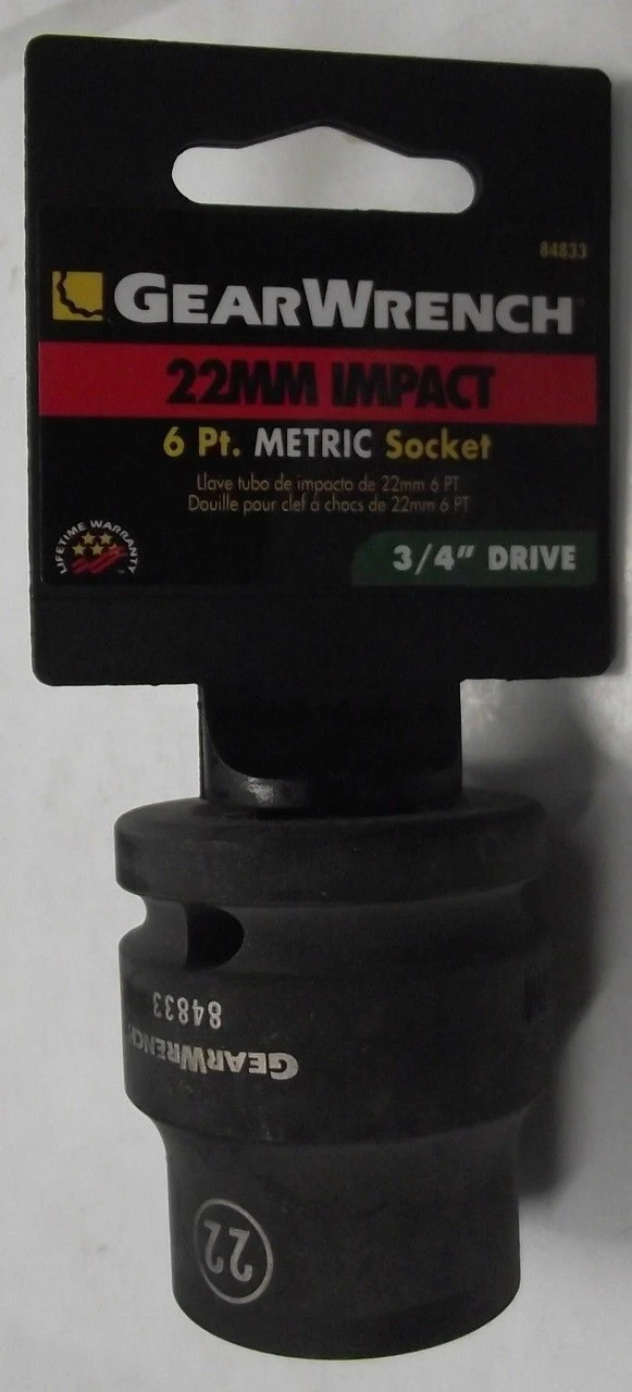 Gearwrench 3/4" Drive 22mm Impact Socket (84833)