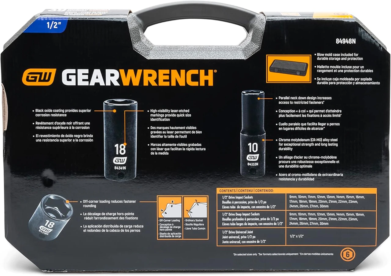Gearwrench 39Pc 1/2" Dr 6Pt Metric Std/Deep Set (84948N) — product image 11