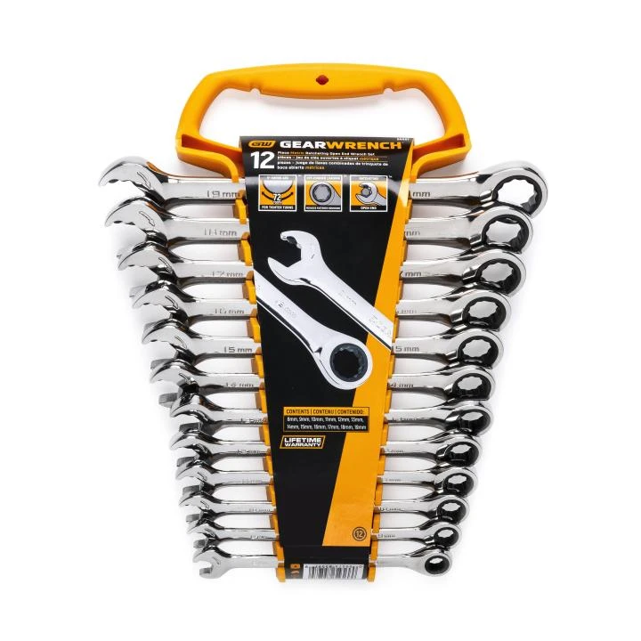 Gearwrench 12 Pc Ratcheting Socket Open End Set Metric (85597) — product image 2