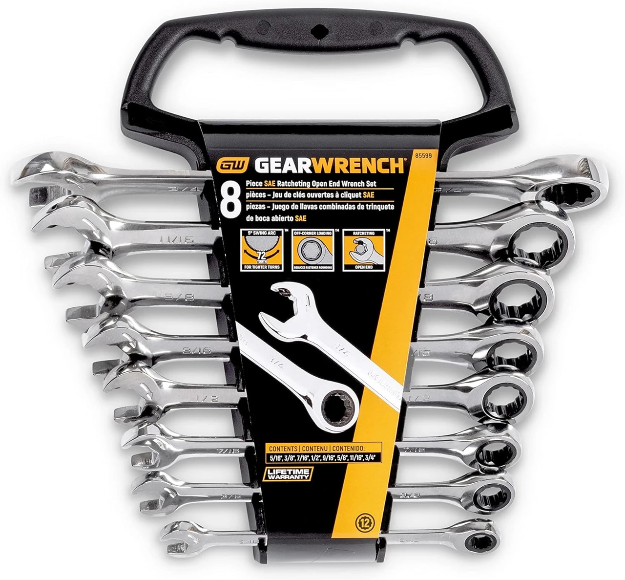 Gearwrench 8 Pc Ratcheting Socket Open End SAE (85599) — product image 2