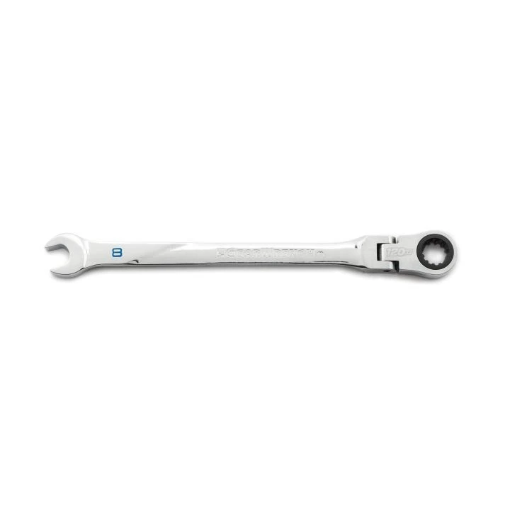 Gearwrench8mm combination wrench with open end and flexible ratcheting box