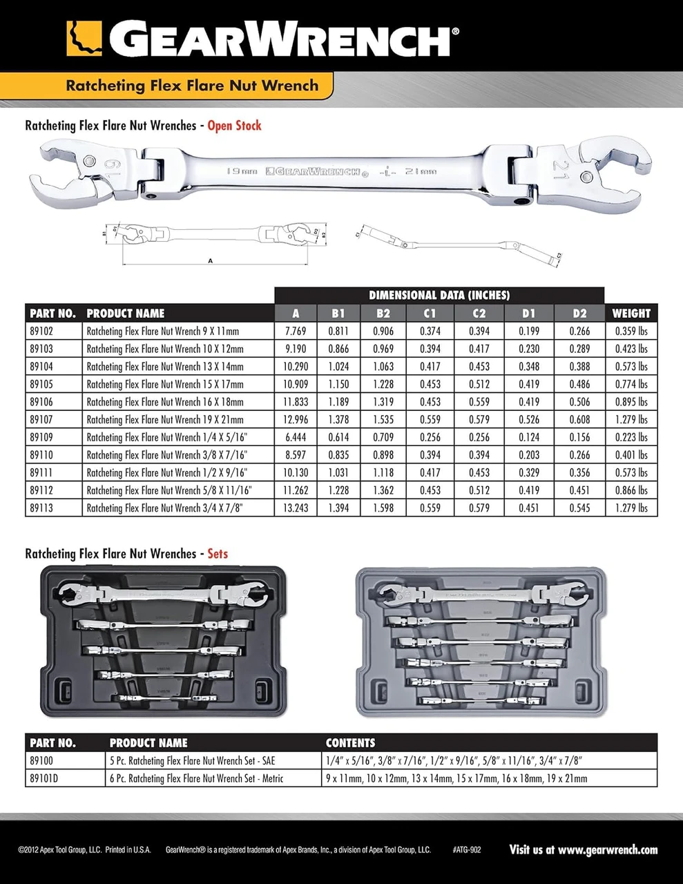 Gearwrench Ratcheting Flex Flare Nut Wrench 5/8x11/16mm (89112) — product image 7