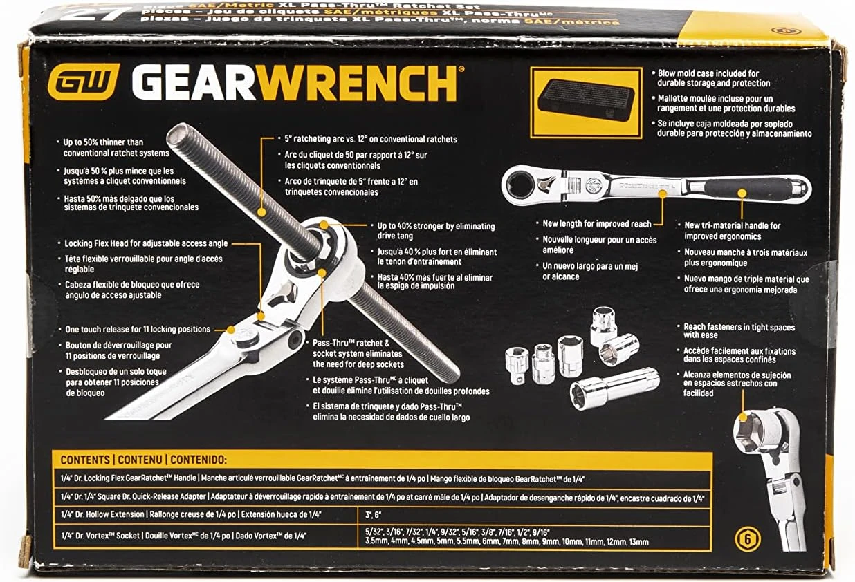 Gearwrench 27 Pc 1/4" Dr 13mm Pass Thru Set (891427) — product image 9