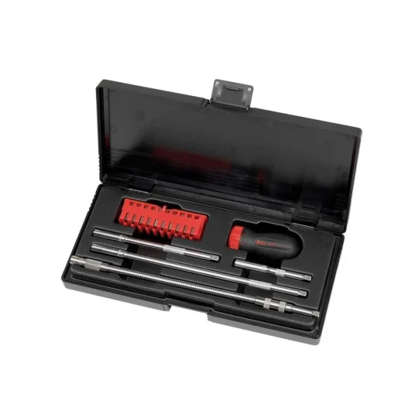 Gearwrench 8915 ratcheting screwdriver kit in an open black case