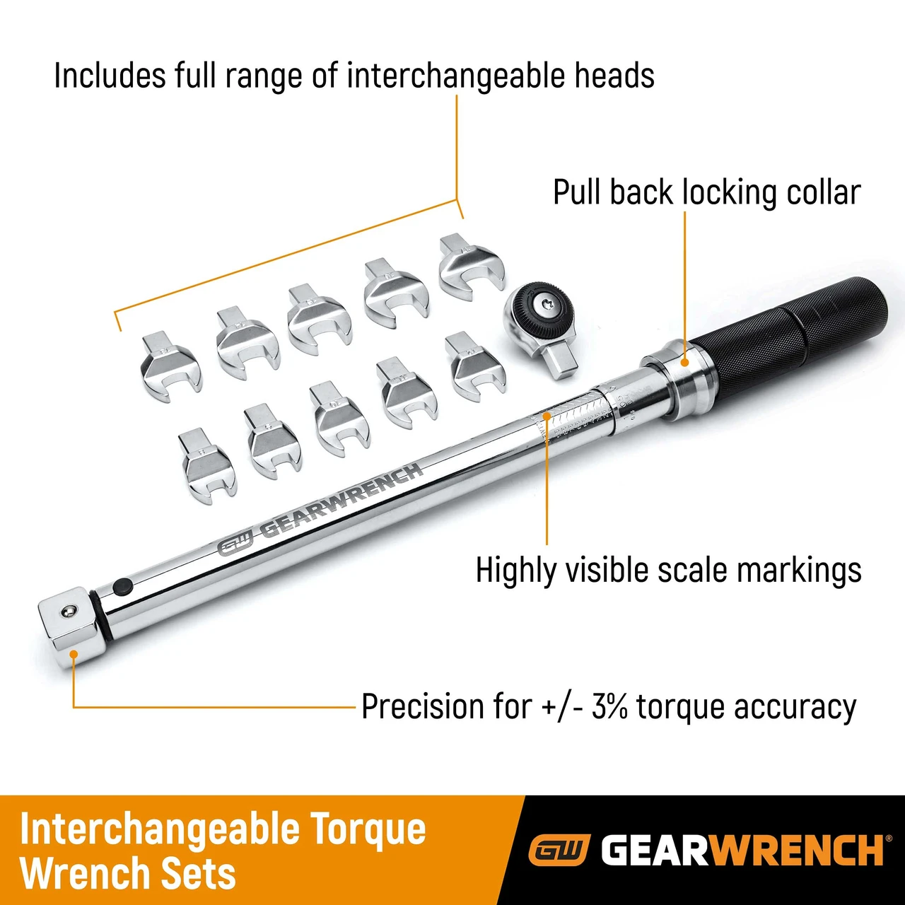 Gearwrench 12 Pc. Interchangeable Torque Wrench Set 20-100nm OE, MM (89453) — product image 2