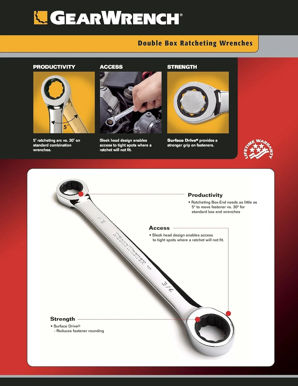 Gearwrench 6 Pc Double Box Ratcheting Wrench Set Metric (9260) — product image 2