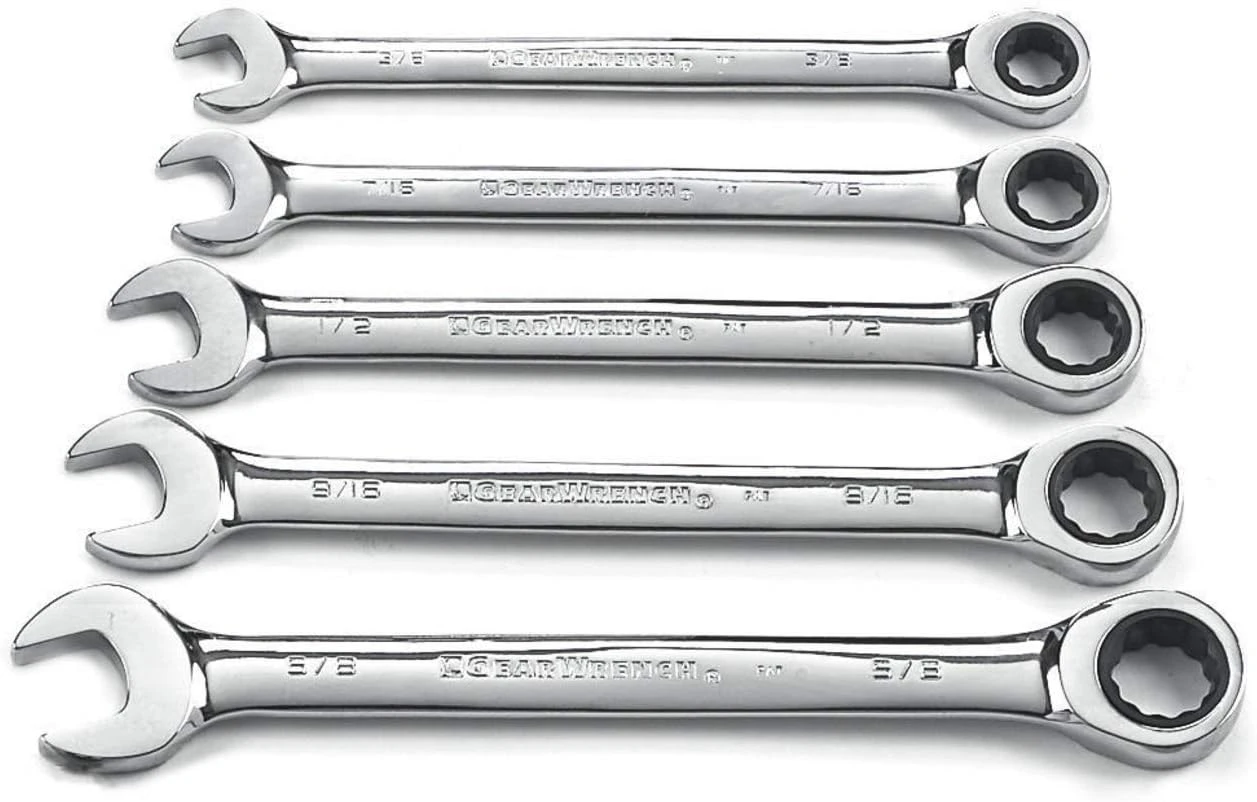Gearwrench 5 Pc SAE Double Box End Ratcheting Wrench Set (93005)