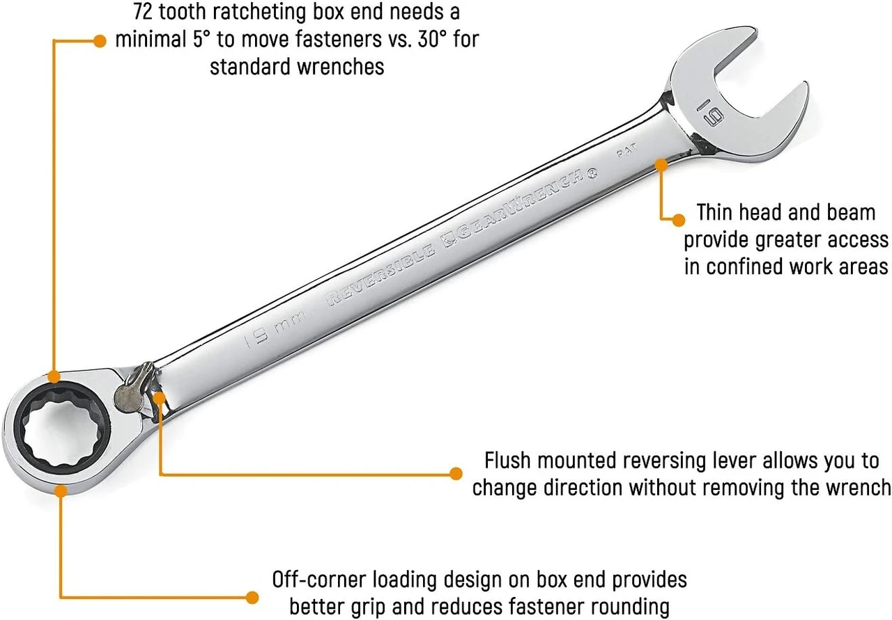 Gearwrench Reversible Combo Ratcheting Wrench Set SAE (9533N) — product image 3