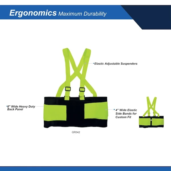 General Electric High Visibility Back Support Belt 28"-36" (GR542S, GR542M, GR542L, GR542XL)