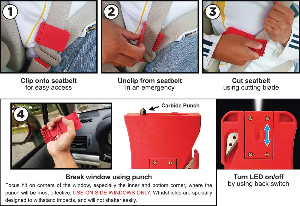 General Tools Red, 3-in-1 Car Emergency Escape Tool (7904-RD) — product image 2