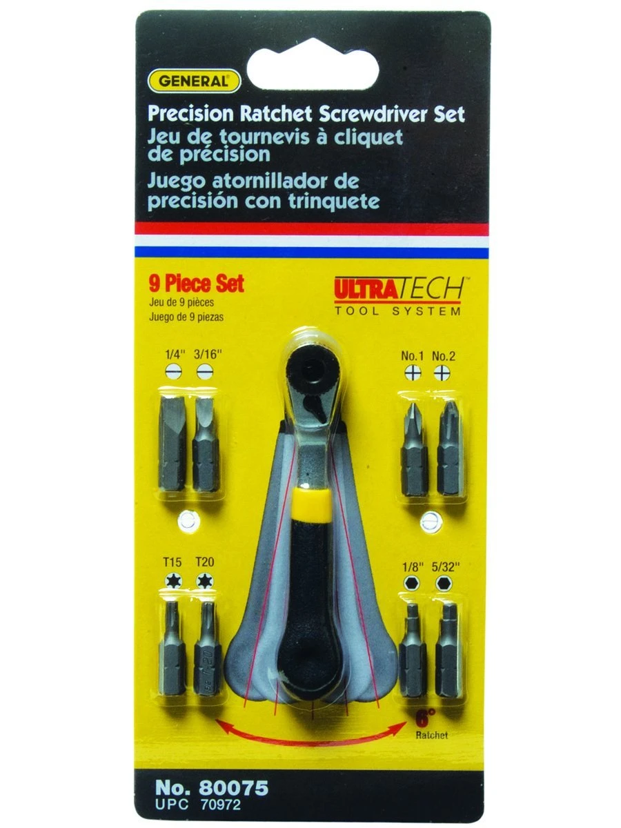 General Tools Nine-piece Ratcheting Offset Screwdriver Set (80075) — product image 2