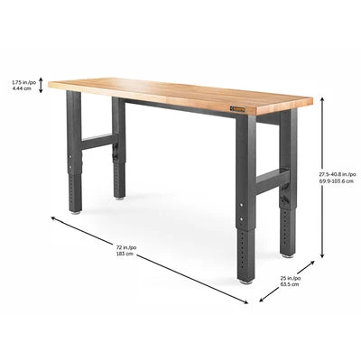 Gladiator 6' Wide Adjustable Height Hardwood Workbench (GAWB06HWEG) — product image 3