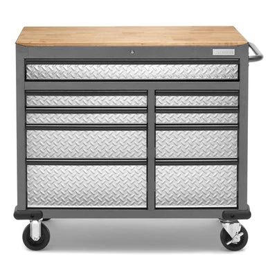Gladiator Premier 41 inch 9-drawer Mobile Tool Workbench with Solid Wood Top (GAMT41HWJG)