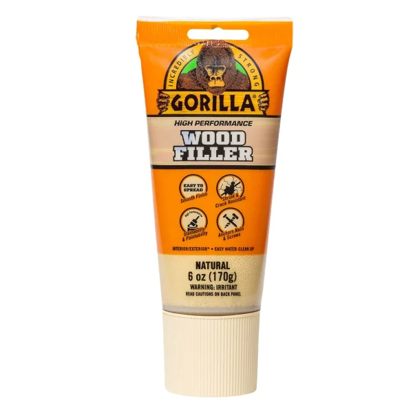 Gorilla Glue All Purpose Wood Filler, 6Oz Tube, Natural (107072)