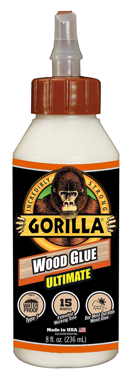 Gorilla Glue Ultimate Waterproof Wood Glue, 8 Ounce, Natural Wood Color (104404)
