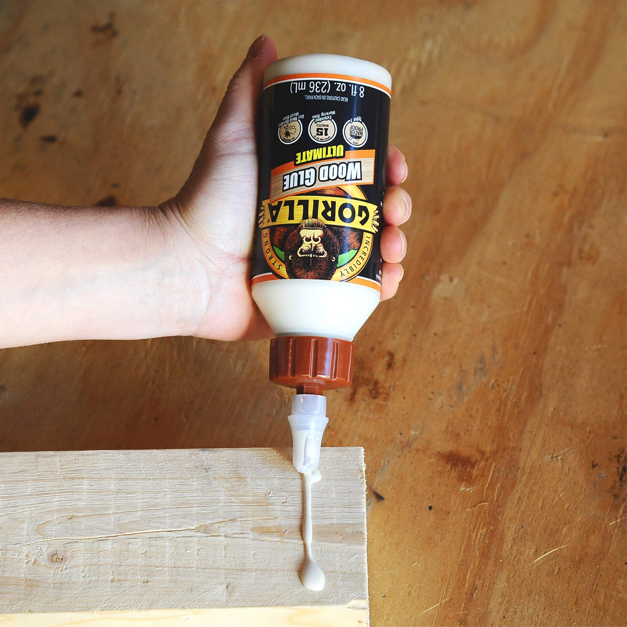 Gorilla Glue Ultimate Waterproof Wood Glue, 8 Ounce, Natural Wood Color (104404) — product image 3