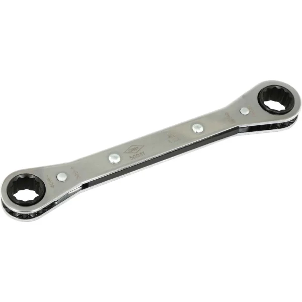 Gray Tools 1/2" X 9/16" 12 Point, Flat Ratcheting Box Wrench, Mirror Chrome Finish (5003T)