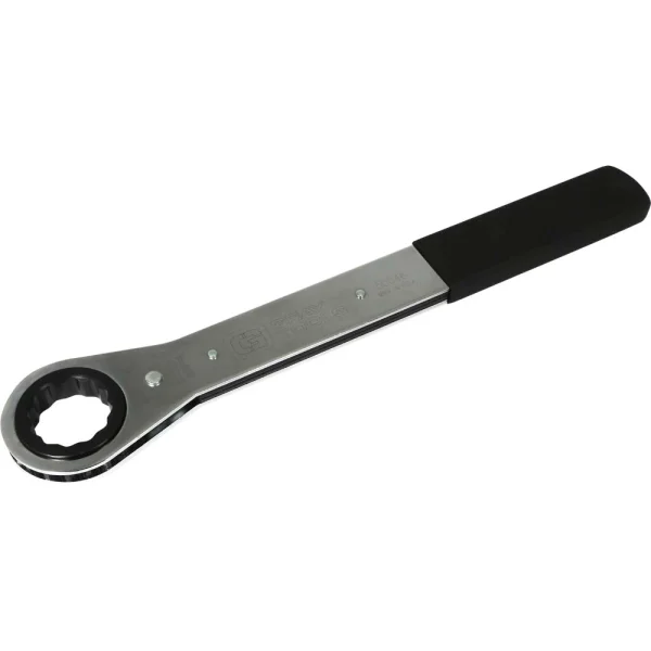 Gray Tools 1-7/16" 12 Point, Flat Ratcheting Single Box Wrench, Vinyl Grip (50046)