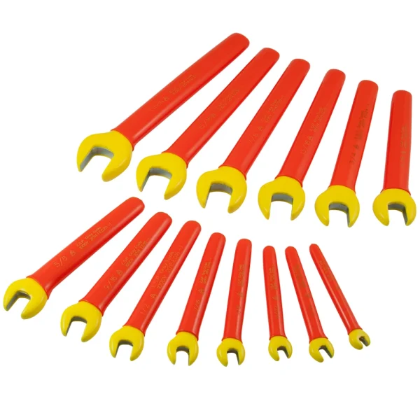 Gray Tools 14 Piece SAE Open End Wrench Set, 1/4" - 1", 1000V Insulated (DO14-I)