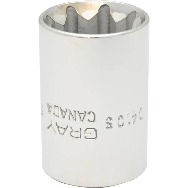 Gray Tools 5/8" X 1/2" Drive, 8 Point Standard Length, Chrome Finish Socket (D410S)