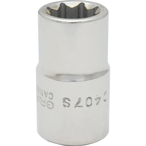 Gray Tools 7/16" X 1/2" Drive, 8 Point Standard Length, Chrome Finish Socket (D407S)