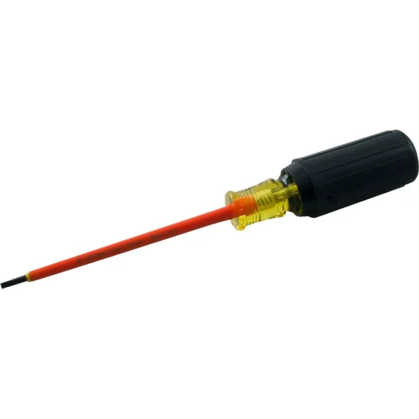 Gray Tools Electrician's Slotted Screwdriver, 4-1/4" Blade Length, .016" X 1/8" Tip, 1000V Insulated (30404-I)