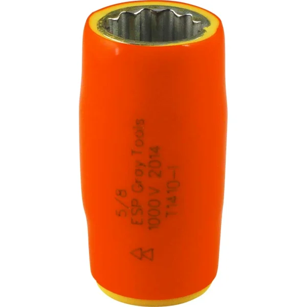 Gray Tools Socket 5/8" X 1/2" Drive, 12 Point Standard Length Socket, 1000V Insulated (1410-I)