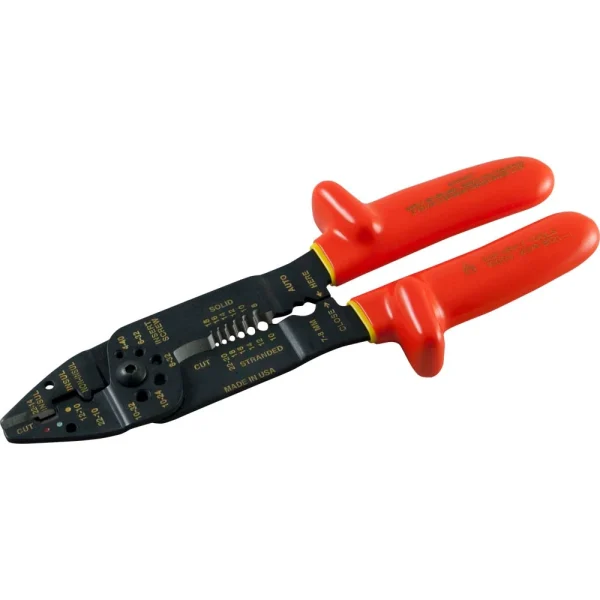 Gray Tools Stripper/cutter, 8-1/2" Long, Strips AWG 18/16/14/12/10, 1000V Insulated (B123-I)