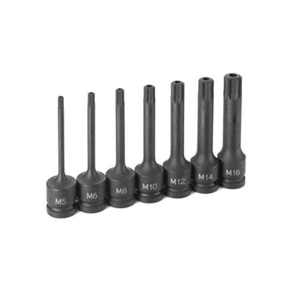 Grey Pneumatic 1/2" Drive Metric Triple Square (Tr) Impact Bit Socket Set (7 Pieces) (1347ST)