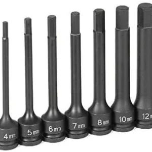 Grey Pneumatic 1/4 Dr. 7 Pc. 4" Metric Hex Driver Set (9249MH)