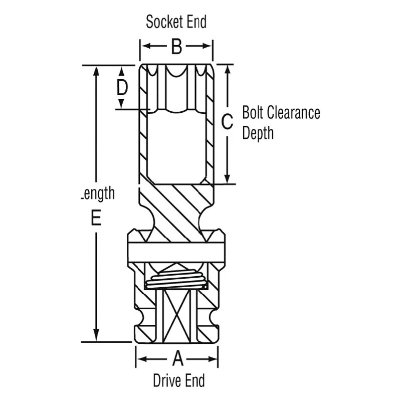 Grey Pneumatic 1/4" Drive 14 Mm 6-Point Surface Drive Deep Impact U-Joint (914UMD) — product image 2