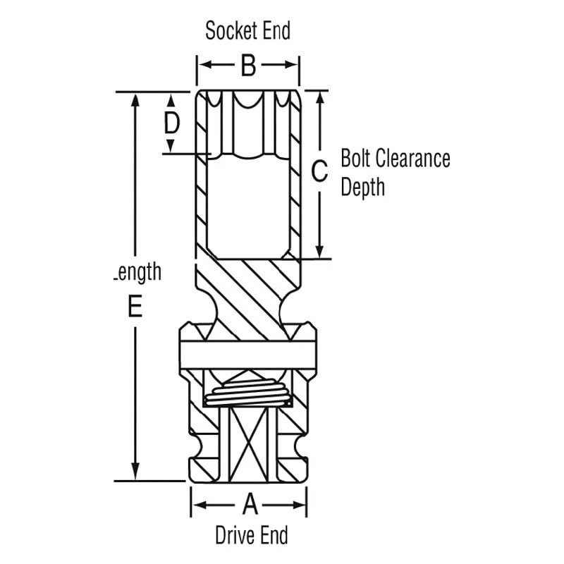 Grey Pneumatic 1/4" Drive 8 Mm 6-Point Surface Drive Deep Impact U-Joint (908UMD) — product image 2
