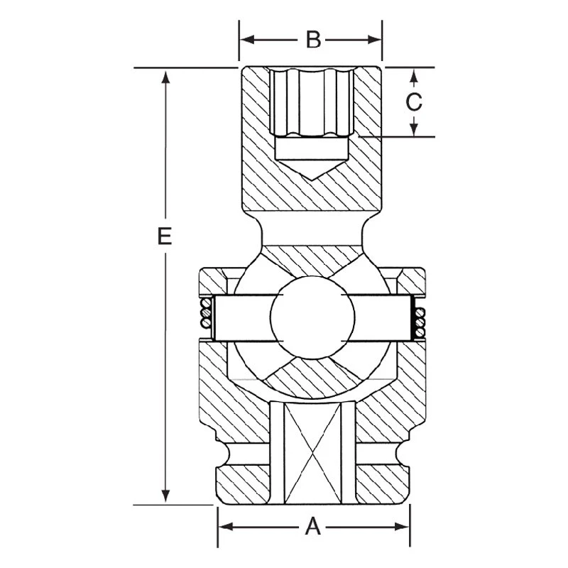 Grey Pneumatic 1" Drive 45 Mm 6-Point Standard Impact U-Joint (4045UM) — product image 2