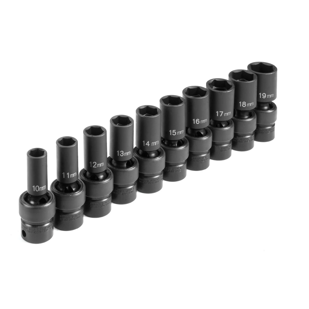 Grey Pneumatic 3/8" Dr Met Uni. Semi-Deep Impact Socket Set (1210UMSD) — product image 2