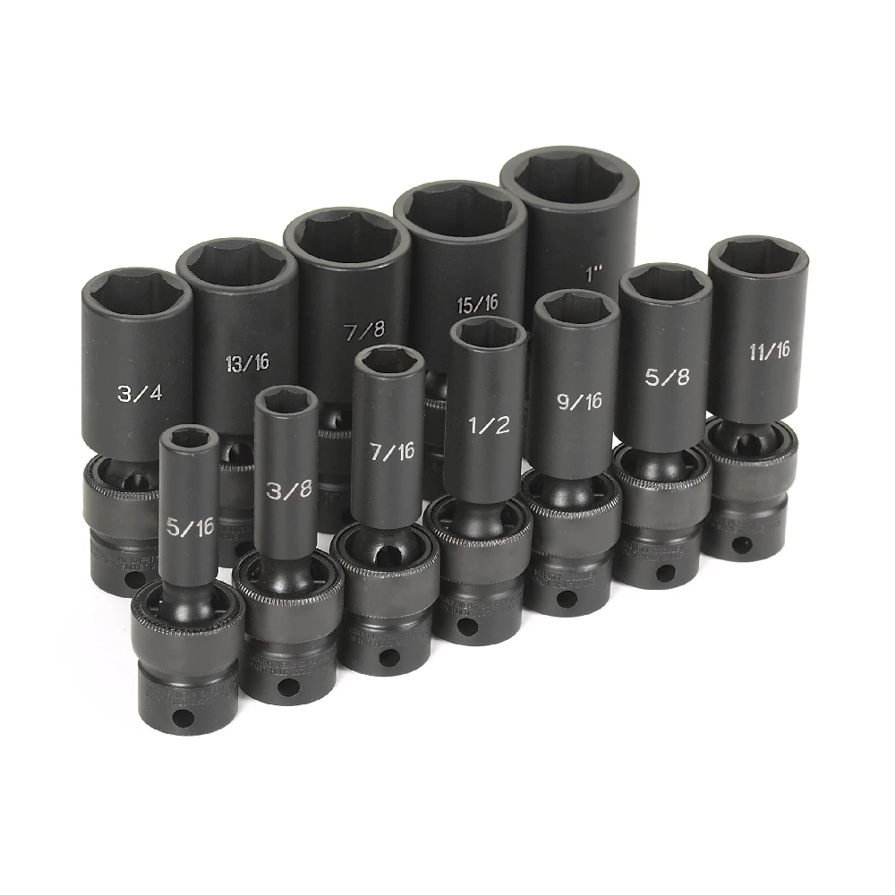 Grey Pneumatic 3/8" Dr. 12 Pc. Deep Length Fract. Univ. Set (1212UD) — product image 2