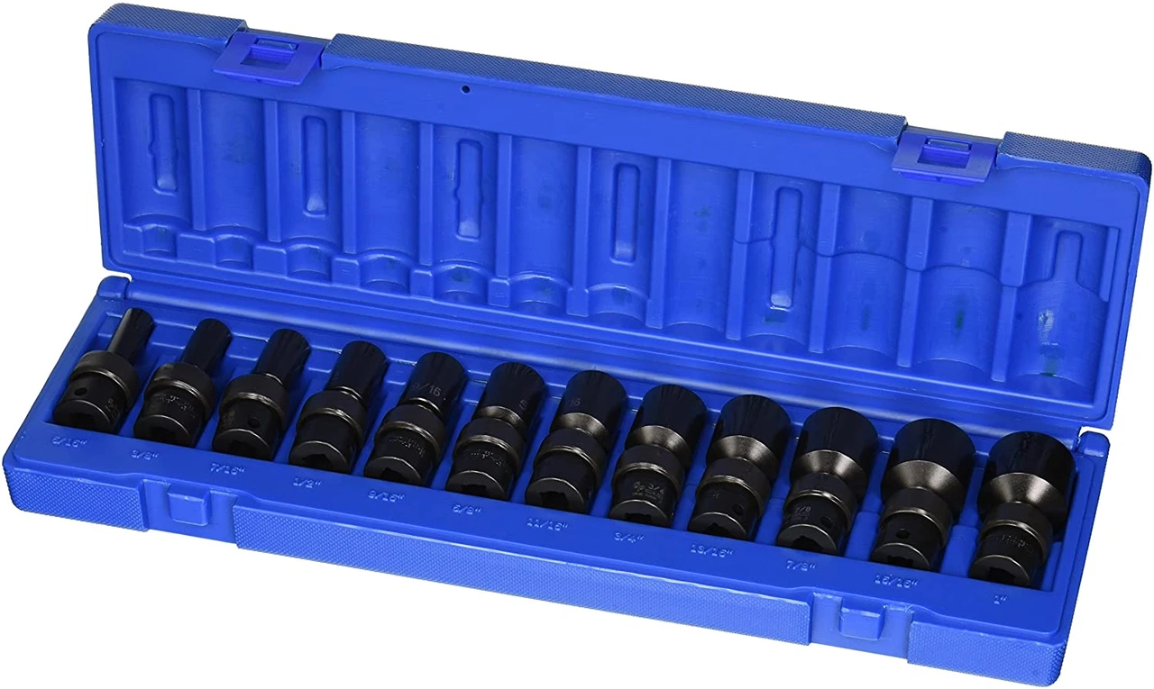 Grey Pneumatic 3/8" Dr. SAE Uni. Semi-Deep Impact Socket Set (1212USD)