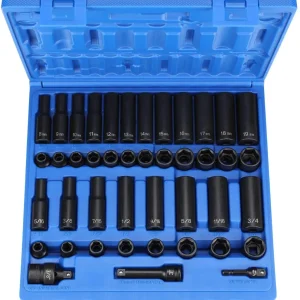 Grey Pneumatic 3/8" Drive Standard and Deep Impact Socket Set (1243RD)