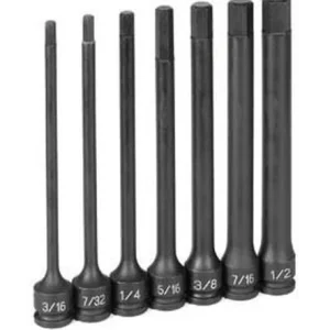 Grey Pneumatic 3/8" Dr. 7 Pc. 6" Fractional Hex Driver Set (1267H)