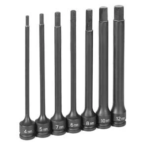 Grey Pneumatic 3/8" Dr. 7 Pc. 6" Length Metric Hex Driver Set (1267MH)