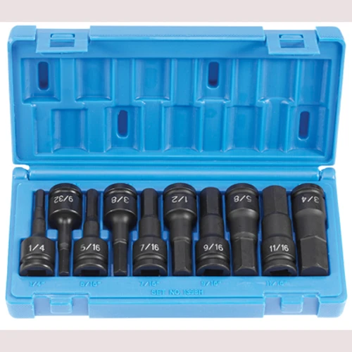 Grey Pneumatic 1/2" Drive 10 Piece Hex Driver Set (1398H)