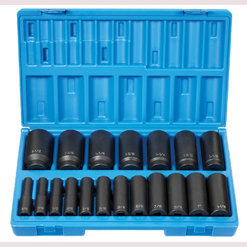 Grey Pneumatic 1/2" Dr. 19pc Deep Length Fract. Set - 12 Point (1719D)