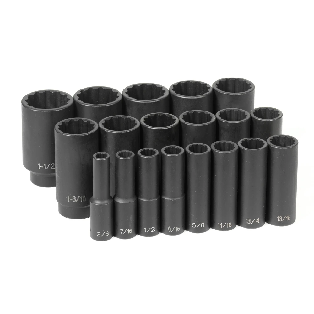 Grey Pneumatic 1/2" Dr. 19pc Deep Length Fract. Set - 12 Point (1719D) — product image 2