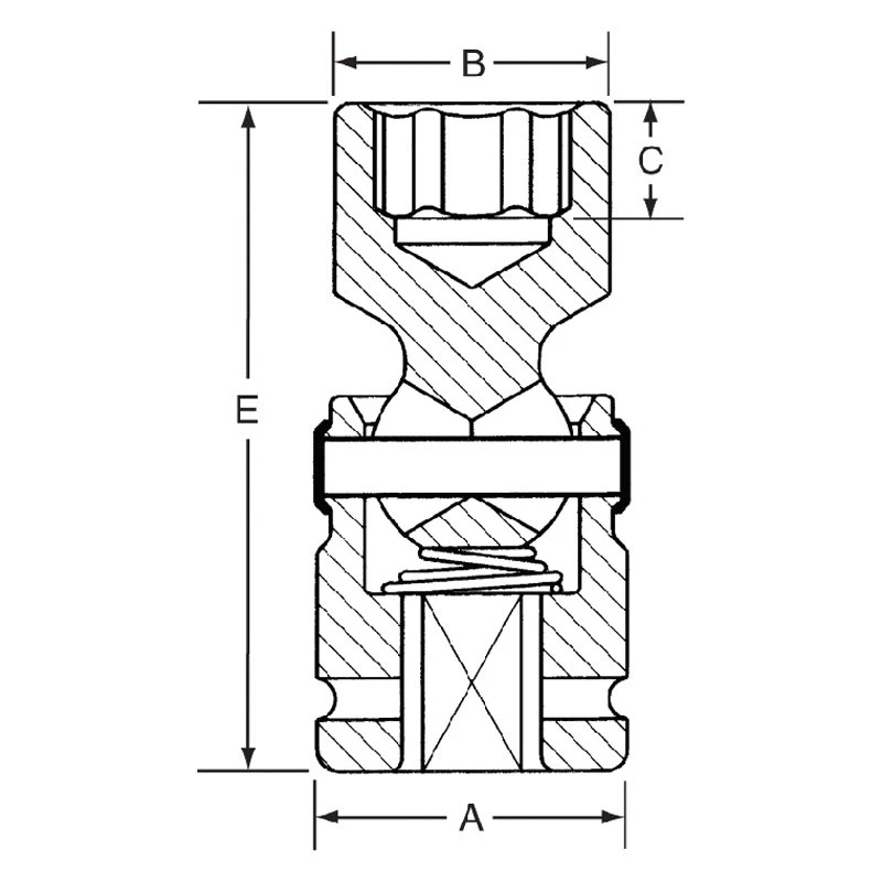 Grey Pneumatic 3/4" Drive 25 Mm 6-Point Standard Impact U-Joint (3025UM) — product image 2