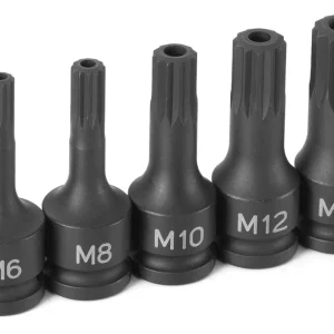 Grey Pneumatic 3/8" Drive Metric Triple Square (Tr) Impact Bit Socket Set (7 Pieces) (1207ST)