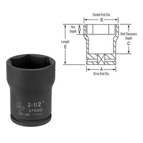 Grey Pneumatic 3/4" Drive x 2-1/4" Deep Pinion Locknut Socket (3772D) — product image 2