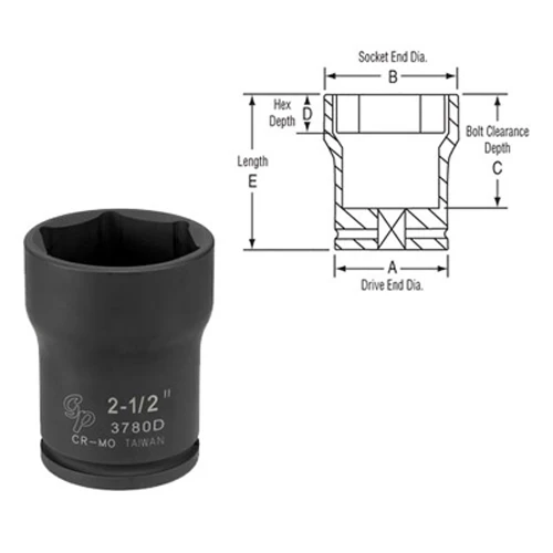 Grey Pneumatic 3/4" Drive x 2-3/4" Truck Pinion Locknut Socket (3788D)