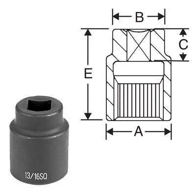 Grey Pneumatic #5 Spline x 13/16" Square - 4 Point Socket (5313S) — product image 2