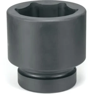 Dark six-point standard-profile impact socket with a stepped base