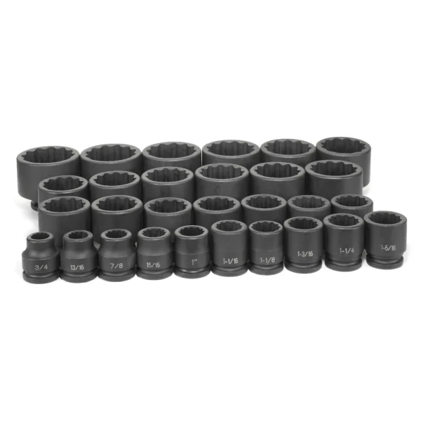 Grey Pneumatic 3/4" Drive Standard Length Impact Set 29pcs 12pt (8129)
